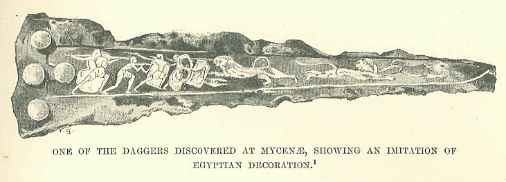 299.jpg One of the Daggers Discovered at Mycen�, Showing
An Imitation of Egyptian Decoration 
